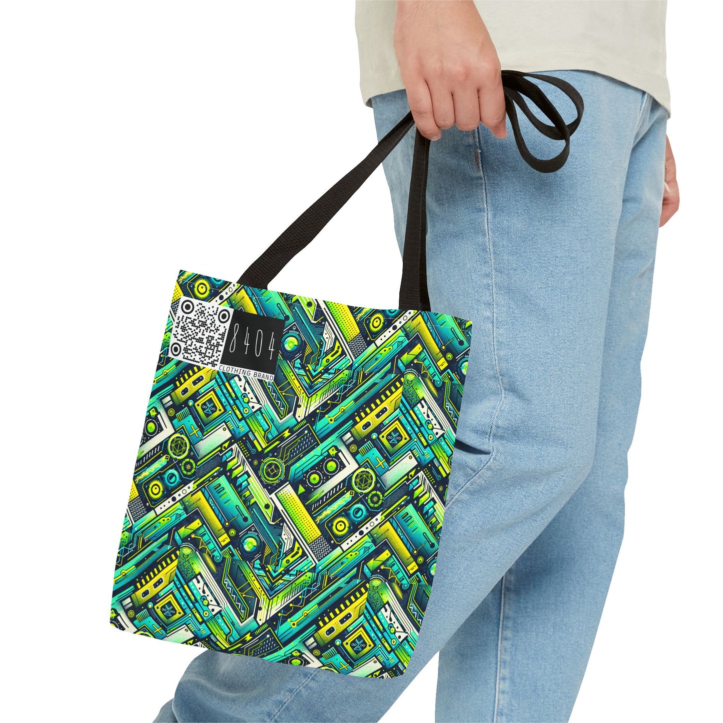 Tech-Infused Neon Tech-Forward Streetwear Tote Bag - 8404 Design-52