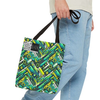 Tech-Infused Neon Tech-Forward Streetwear Tote Bag - 8404 Design-52