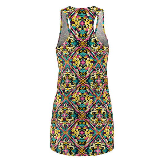 Neon Pop Art Revival Pop Culture Retro Women's Cut & Sew Racerback Dress - 8404 Design-59