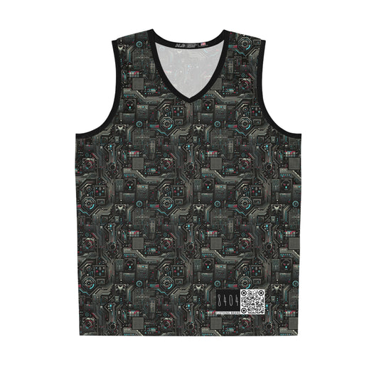 Tech Noir Aesthetics Sleek Tech Streetwear Basketball Jersey - 8404 Design-52