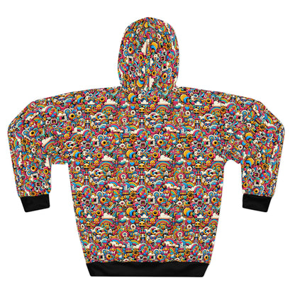 Neon Pop Playful Pop Culture Mashup Pullover Hoodie - 8404 Design-62