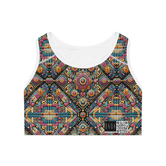 Cultural Fusion Tech Blend of Cultural Heritage With Tech-Inspired Elements Sports Bra - 8404 Design-58
