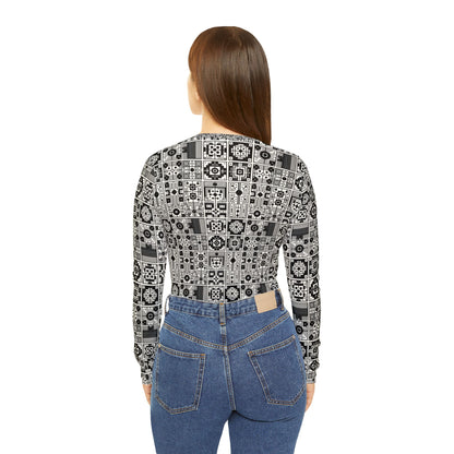 Digital Minimalism Minimalist Tech Women's Long Sleeve V-Neck Shirt - 8404 Design-55