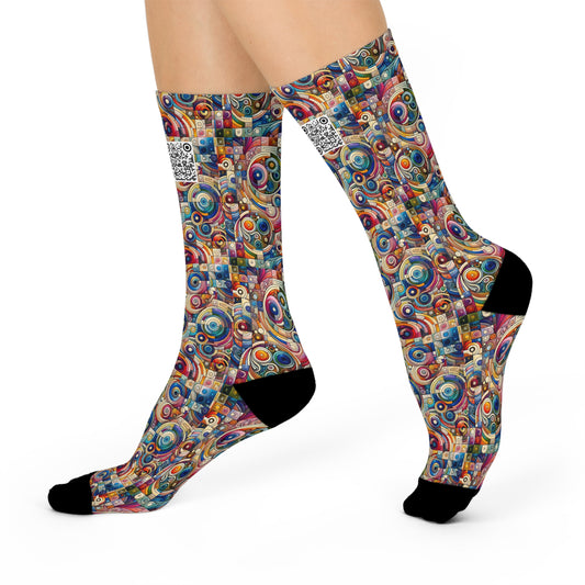 Digital Artistic Expression Artistic Streetwear Cushioned Crew Socks - 8404 Design-49