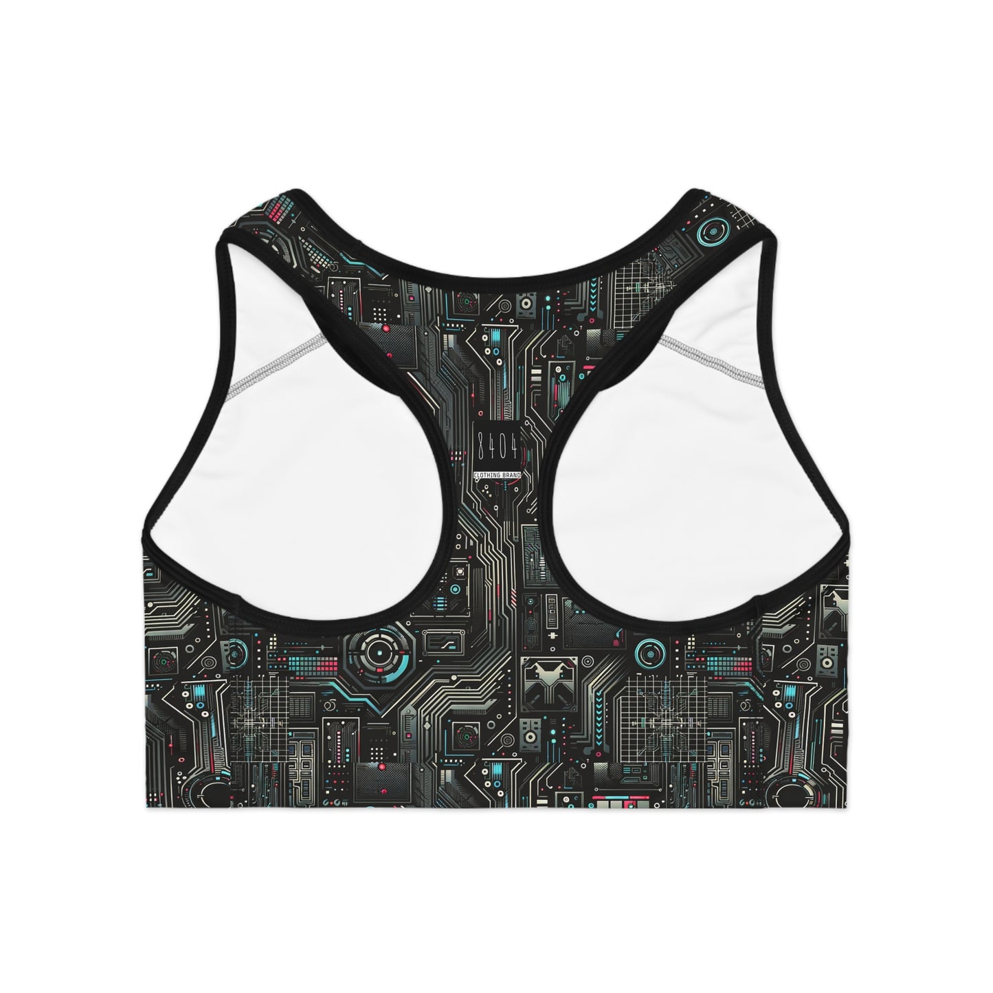 Tech Noir Aesthetics Sleek Tech Streetwear Sports Bra - 8404 Design-52