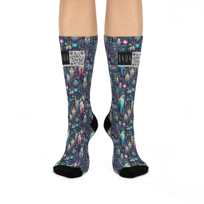 Digital Renaissance Tech-Forward Maximalism Cushioned Crew Socks - 8404 Design-56