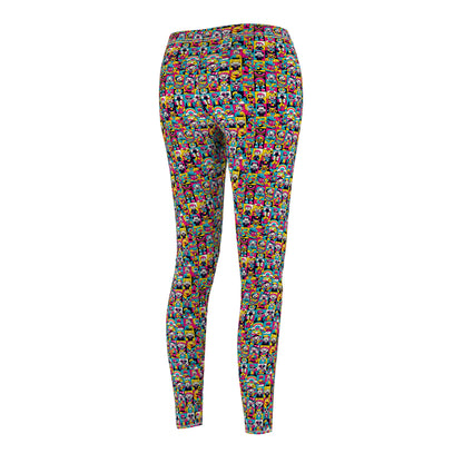 Neon Pop Playful Pop Culture Mashup Women's Cut & Sew Casual Leggings - 8404 Design-60