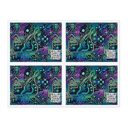 Tech-Infused Neon Tech-Forward Streetwear Sticker Sheets - 8404 Design-66