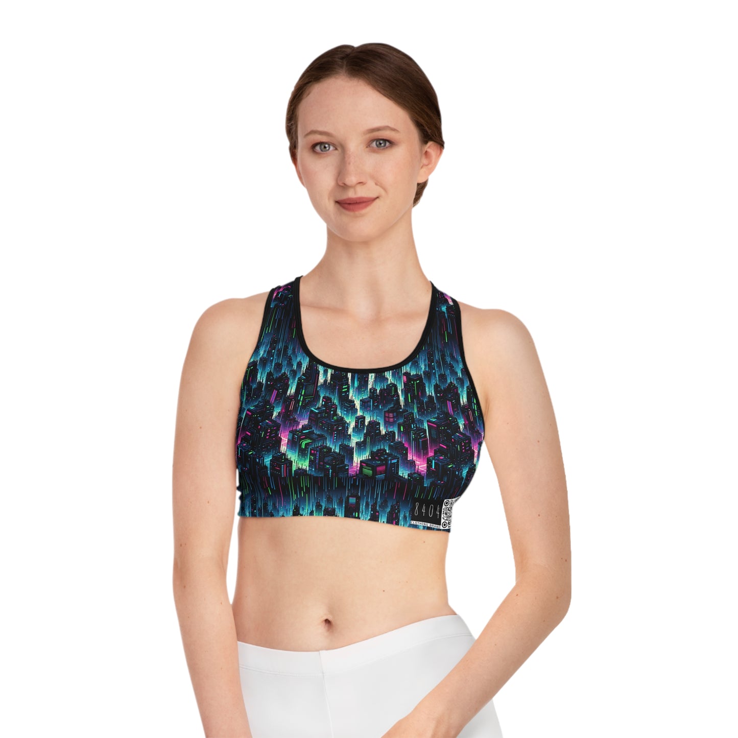 Tech Noir Graphics Cyberpunk Tech Aesthetic Sports Bra - 8404 Design-53