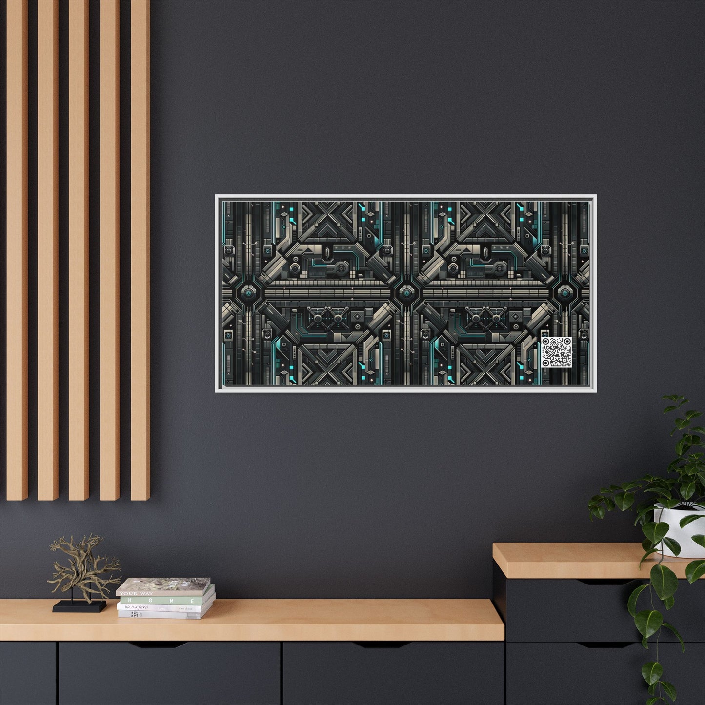 Tech Noir Futuristic Tech Aesthetic with a Dark Twist Matte Canvas, Framed (multi-color) - 8404 Design-59 B