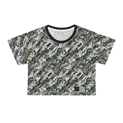 Tech Camo Fusion Tech-Forward Streetwear With a Futuristic Edge Crop Tee - 8404 Design-46