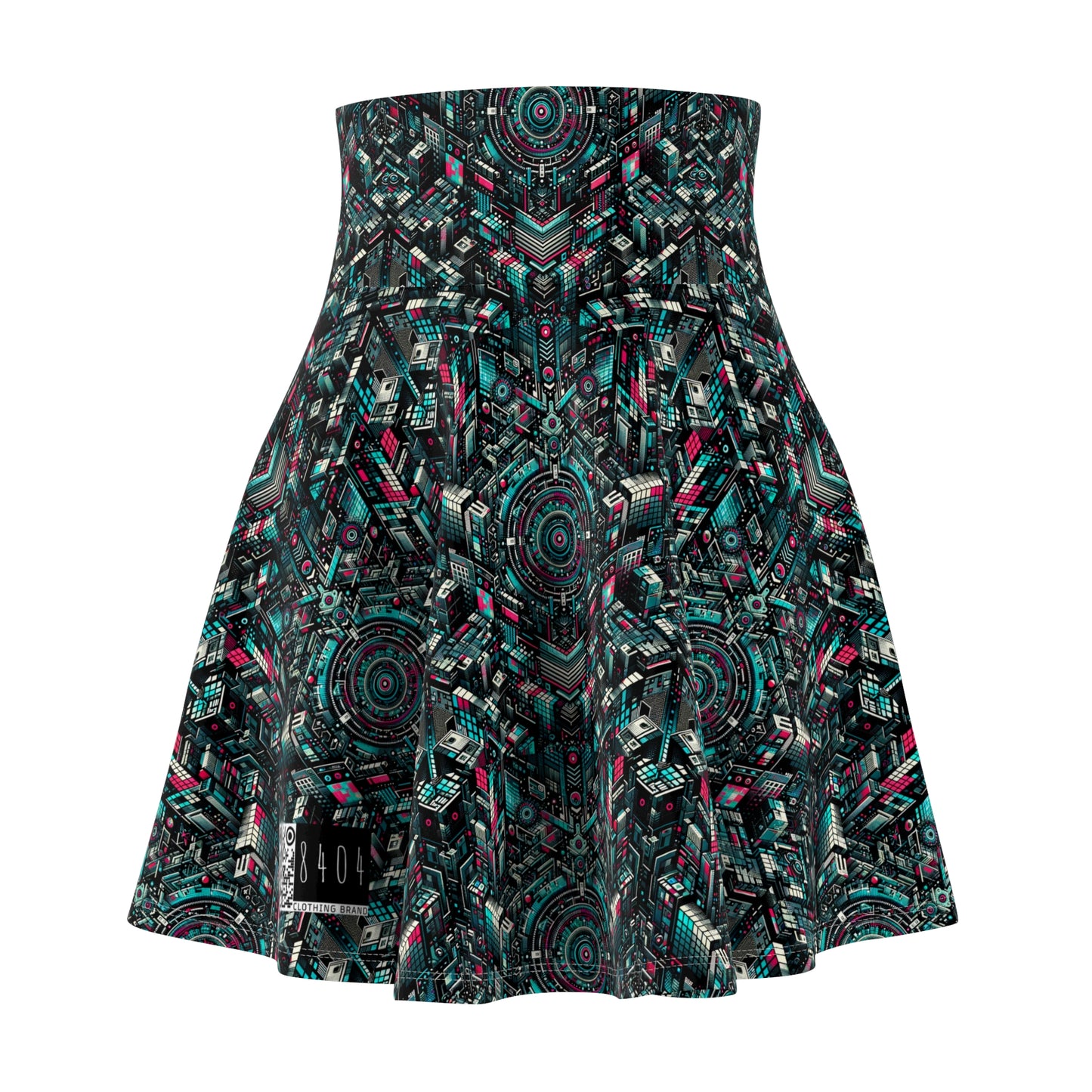 Digital Rebellion Tech-Inspired Streetwear Women's Skater Skirt - 8404 Design-54