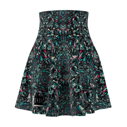 Digital Rebellion Tech-Inspired Streetwear Women's Skater Skirt - 8404 Design-54
