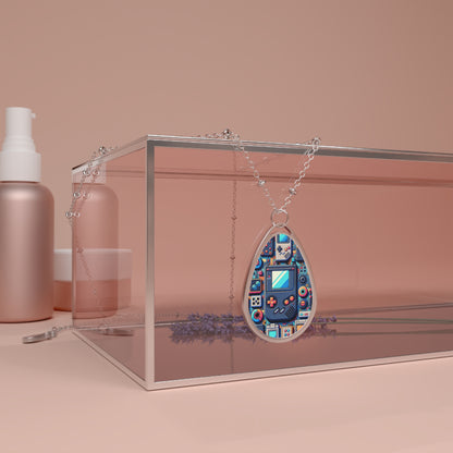 Retro Gaming Revival Nostalgic Tech Oval Necklace - 8404 Design-60