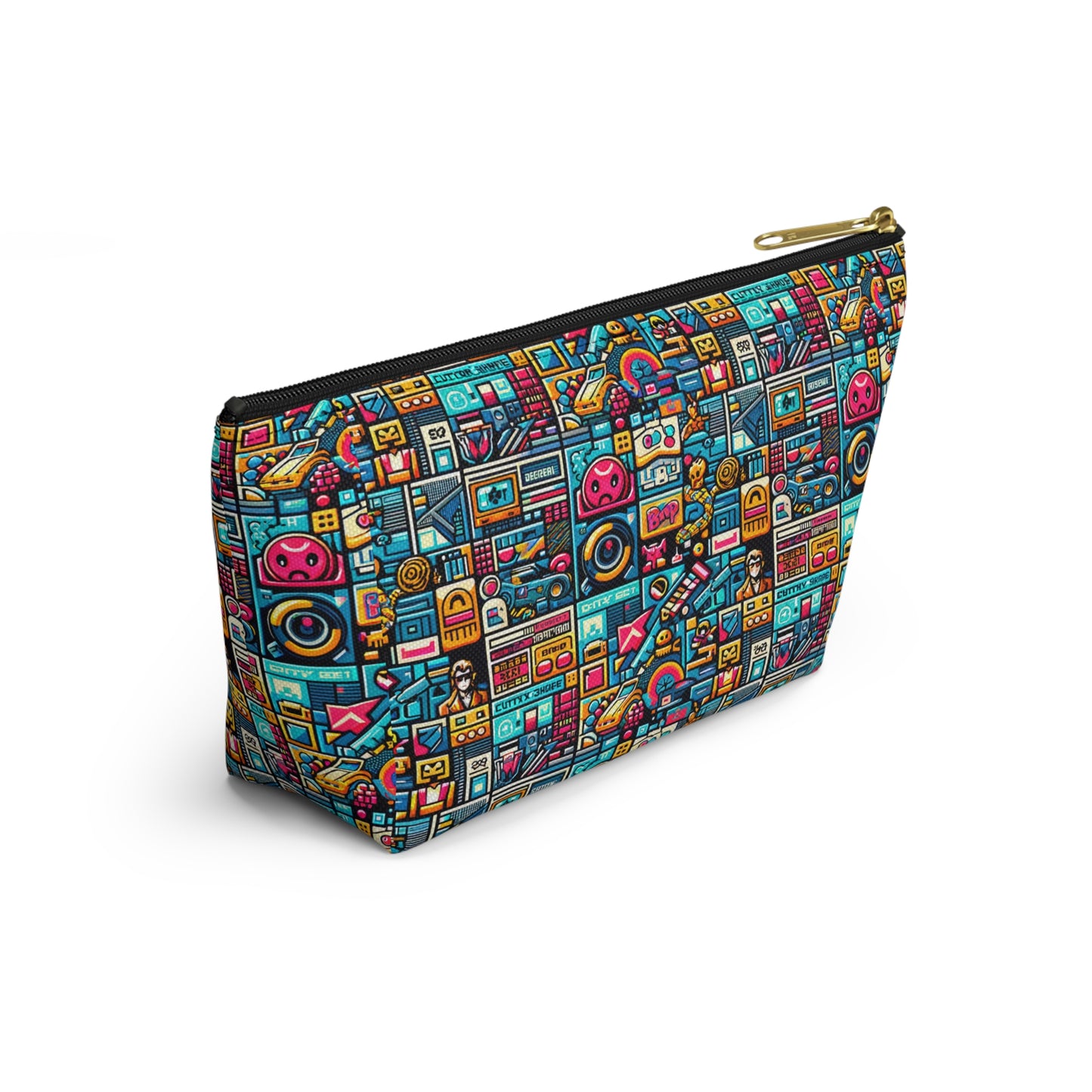 Digital Pop Culture Mashup Maximalist Pop Accessory Pouch W T-bottom - 8404 Design-47