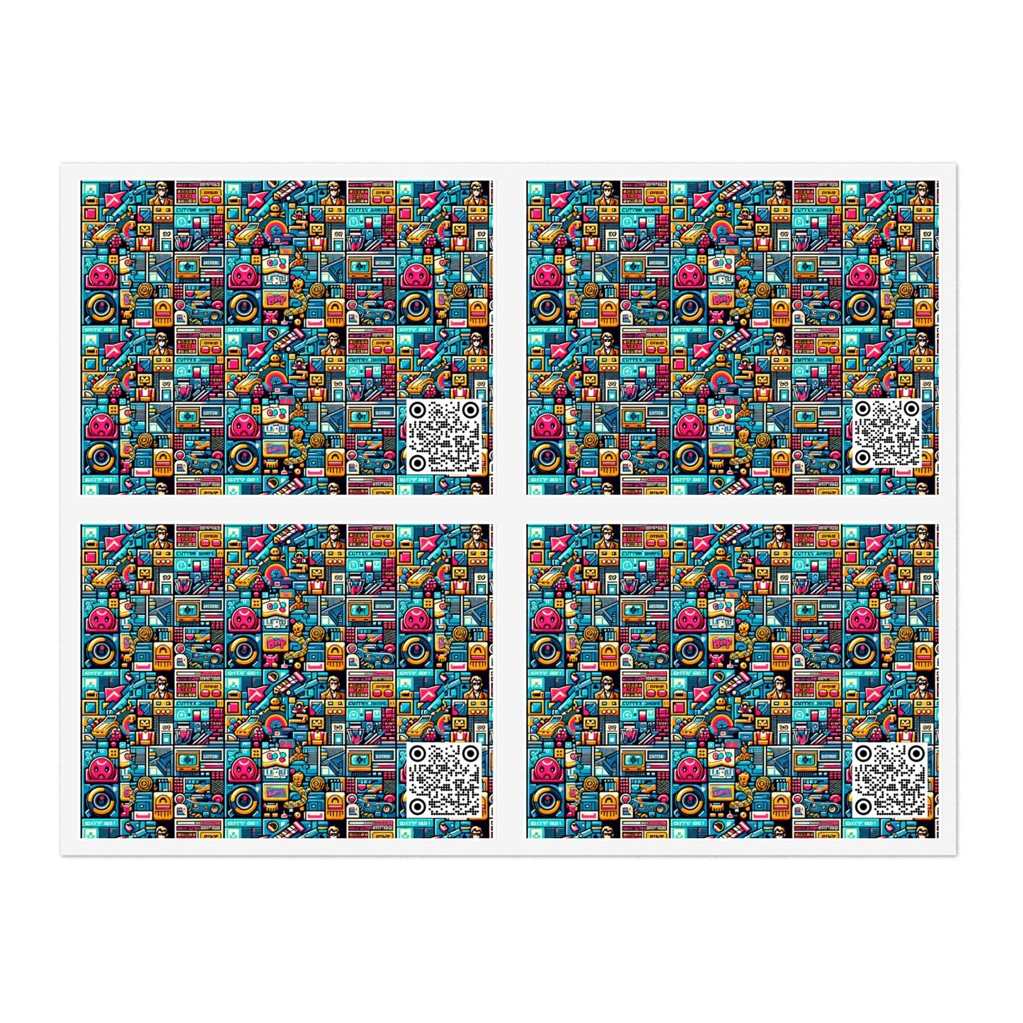 Digital Pop Culture Mashup Maximalist Pop Sticker Sheet - 8404 Design-47