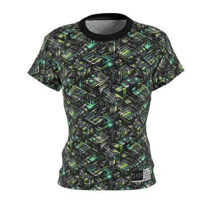 Tech-Infused Graphics Tech-Forward Streetwear Women's Cut & Sew Tee - 8404 Design-47