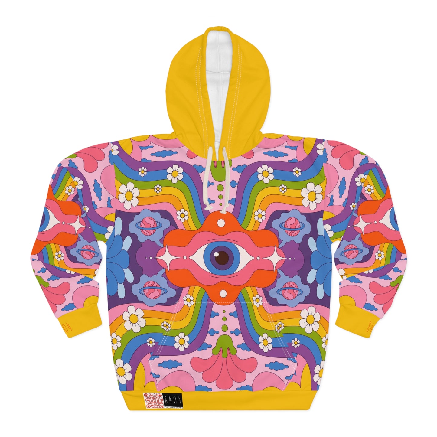 8404's Unisex Adult "The Eye of Trance in Yellow" Fashion Pullover Hoodie