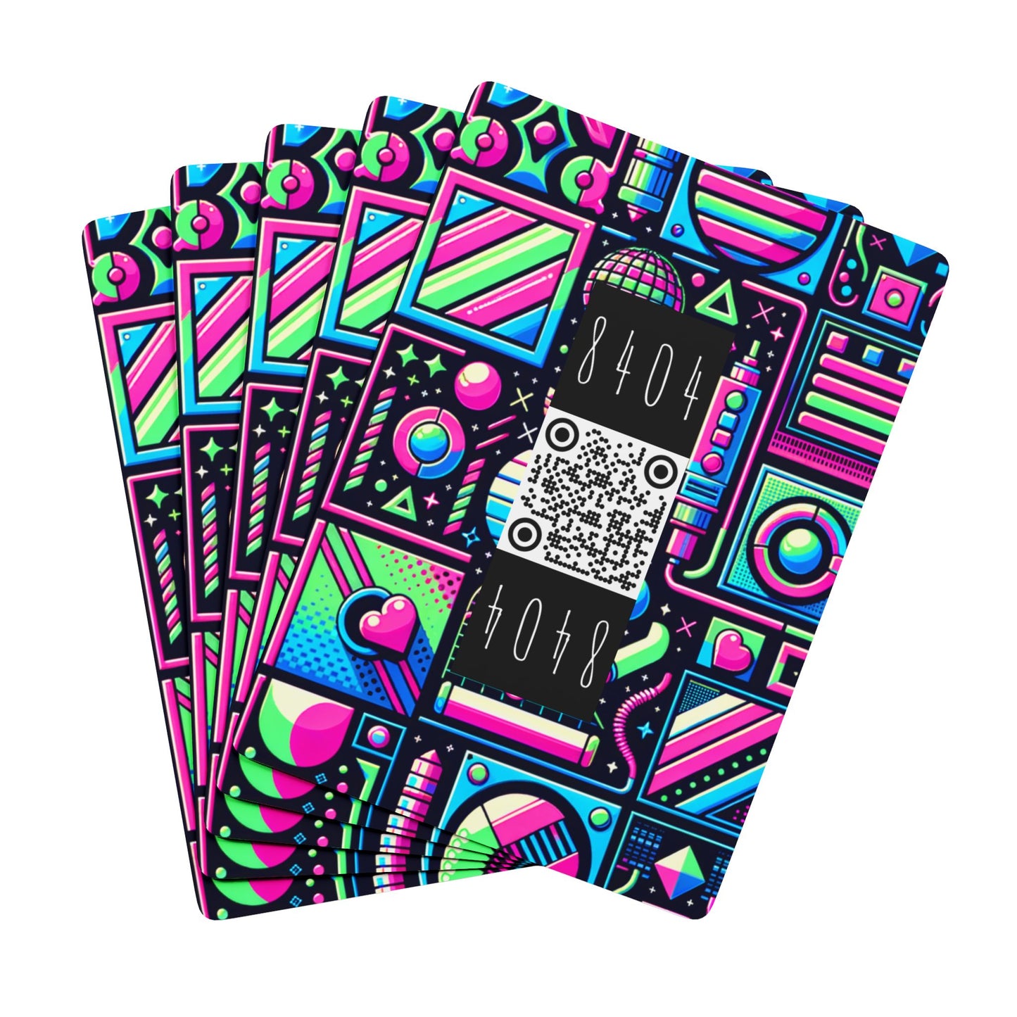 Neon Retro Revival Retro Futurism Poker Playing Cards - 8404 Design-71 B