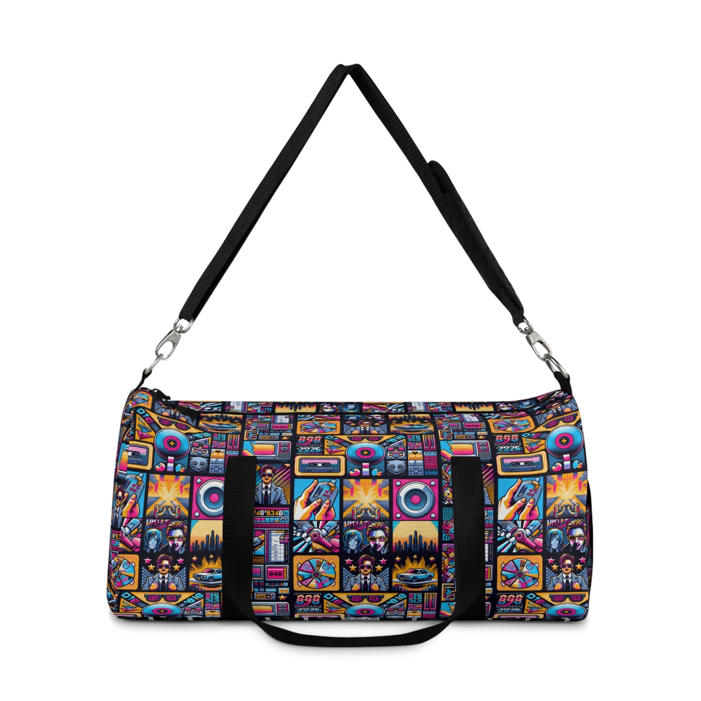 Digital Pop Culture Mashup Maximalist Pop Duffel Bag - 8404 Design-52
