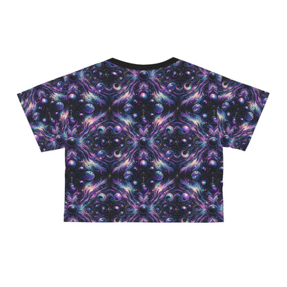 Galactic Hues Tech-Forward Cosmic Fusion Crop Tee - 8404 Design-41
