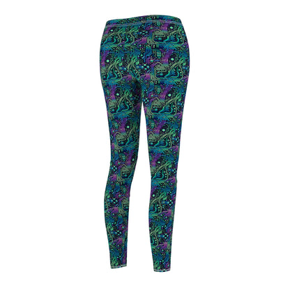 Tech-Infused Neon Tech-Forward Streetwear Women's Cut & Sew Casual Leggings - 8404 Design-66