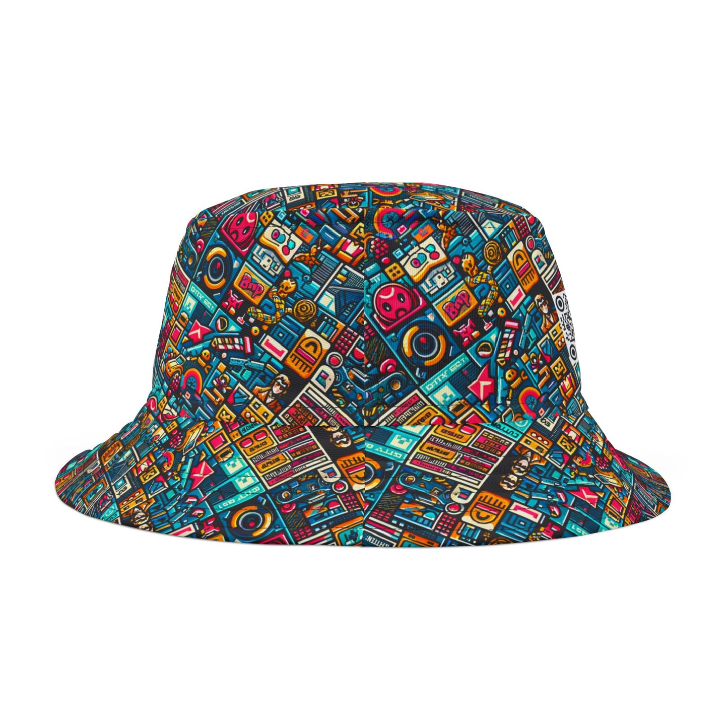 Digital Pop Culture Mashup Maximalist Pop Bucket Hat - 8404 Design-47