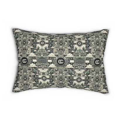 Cyber Garden Party Tech Garden Extravaganza Spun Polyester Lumbar Pillow - 8404 Design-54 B