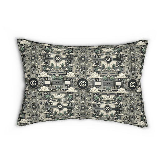 Cyber Garden Party Tech Garden Extravaganza Spun Polyester Lumbar Pillow - 8404 Design-54 B