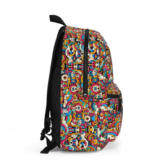 Neon Pop Playful Pop Culture Mashup Backpack - 8404 Design-62