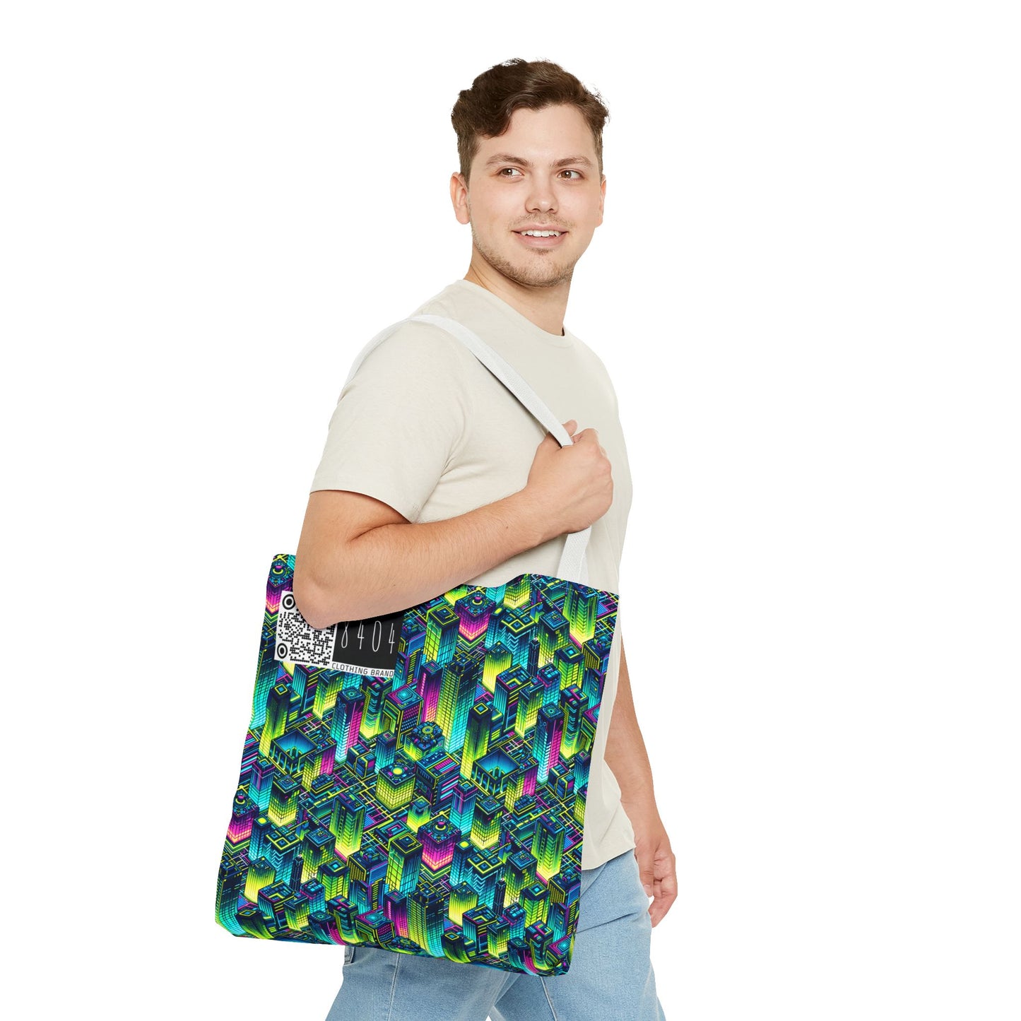 Tech-Infused Neon Tech-Forward Streetwear Tote Bag - 8404 Design-65