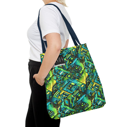 Tech-Infused Neon Tech-Forward Streetwear Tote Bag - 8404 Design-38