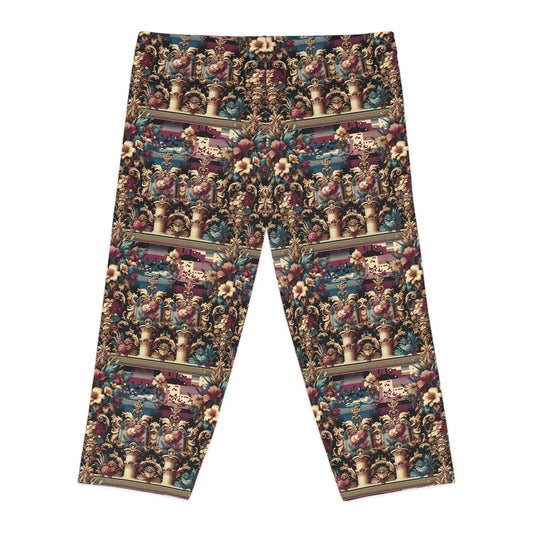 Digital Renaissance Modern Baroque Fusion Women's Capri Leggings - 8404 Design-58