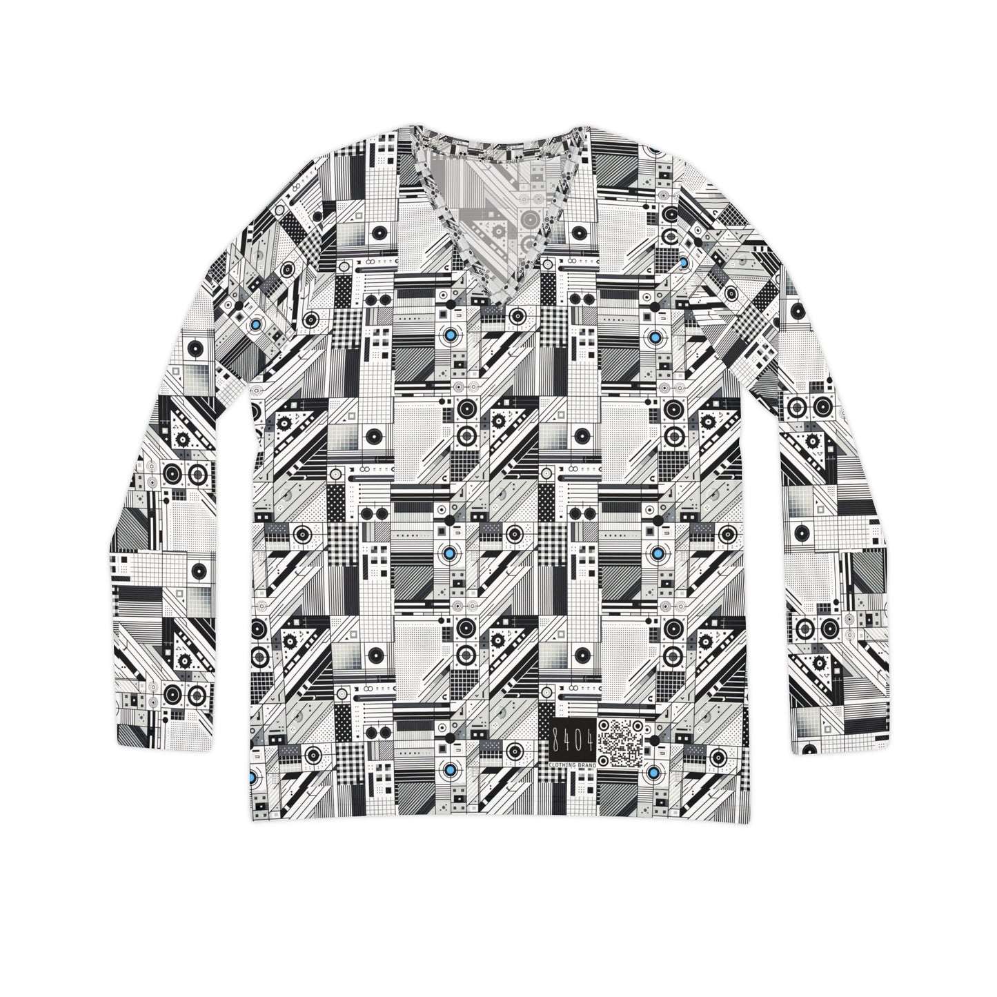 Digital Minimalism Minimalist Tech Women's Long Sleeve V-neck Shirt - 8404 Design-52