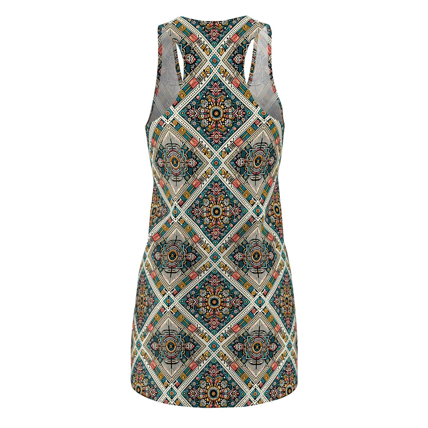 Cultural Fusion Tech Blend of Cultural Heritage With Tech-Inspired Elements Women's Cut & Sew Racerback Dress - 8404 Design-64
