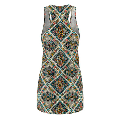 Cultural Fusion Tech Blend of Cultural Heritage With Tech-Inspired Elements Women's Cut & Sew Racerback Dress - 8404 Design-64