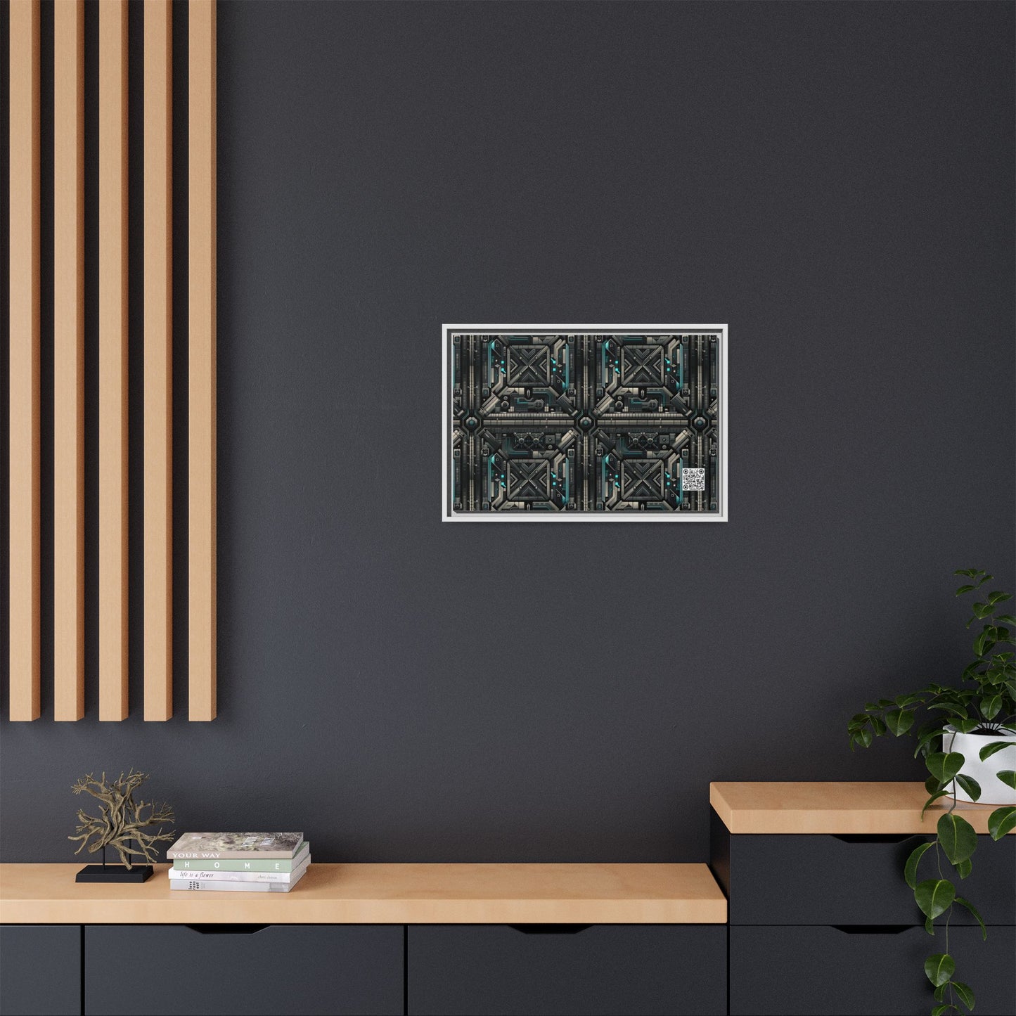 Tech Noir Futuristic Tech Aesthetic with a Dark Twist Matte Canvas, Framed (multi-color) - 8404 Design-59 B