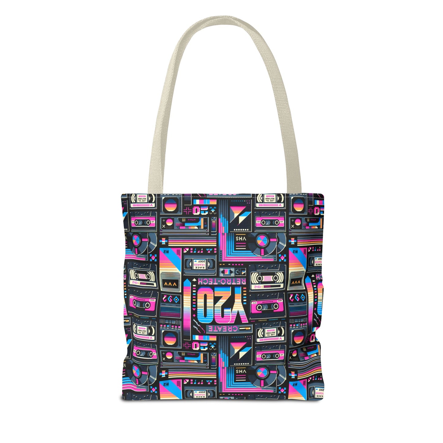 Digital Nostalgia Tech-Inspired Retro Fusion Tote Bag - 8404 Design-65