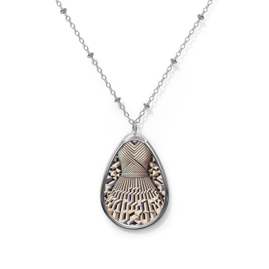 Tech Illusion Graphics Futuristic Artistry Oval Necklace - 8404 Design-59