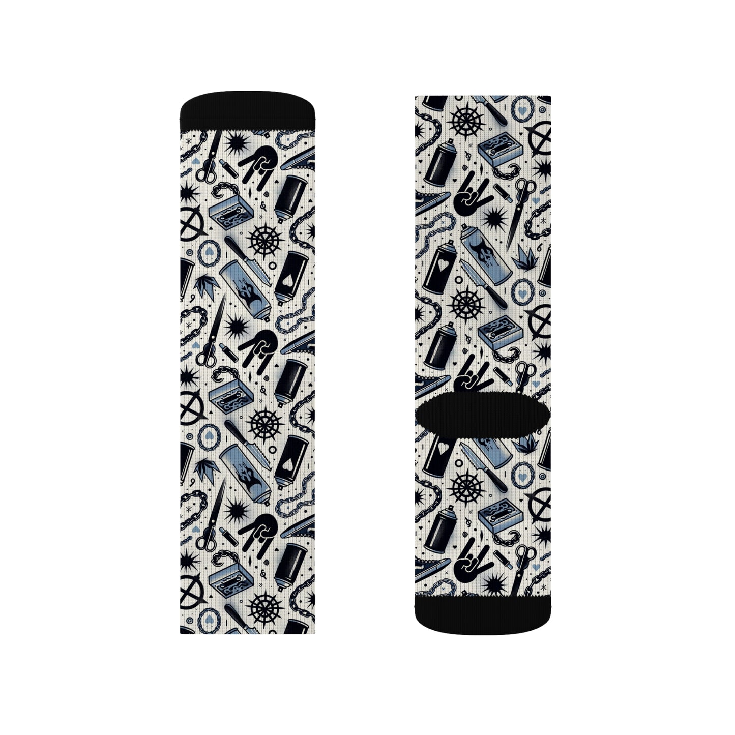 Cultural Rebellion Graphics Edgy and Rebellious With a Hint of Nostalgia Sublimation Socks - 8404 Design-57