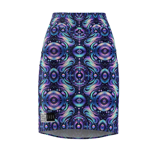 Iridescent Tech Fusion Tech-Forward Streetwear Women's Pencil Skirt - 8404 Design-62