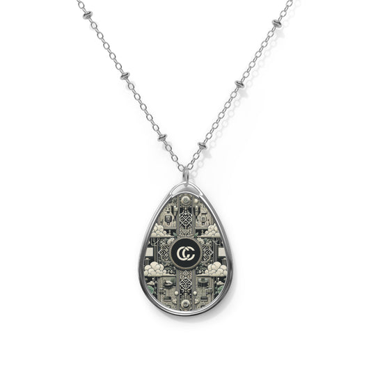 Cyber Garden Party Tech Garden Extravaganza Oval Necklace - 8404 Design-54