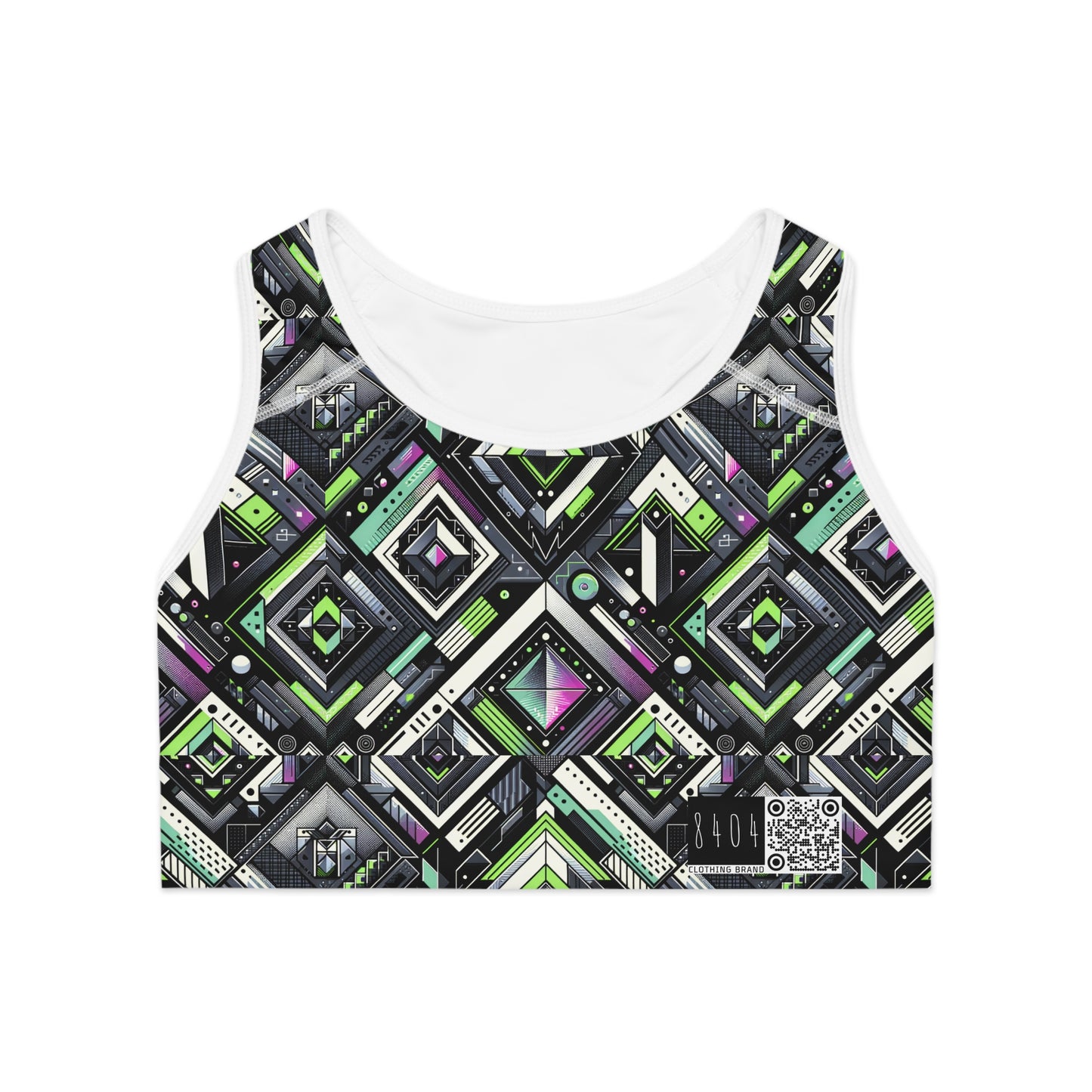 Retro Futurism Graphics Tech-Forward Streetwear Sports Bra - 8404 Design-48