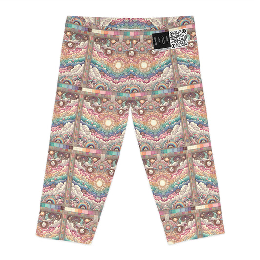 Digital Dreamland Whimsical and Nostalgic Streetwear With a Digital Twist Women's Capri Leggings - 8404 Design-56