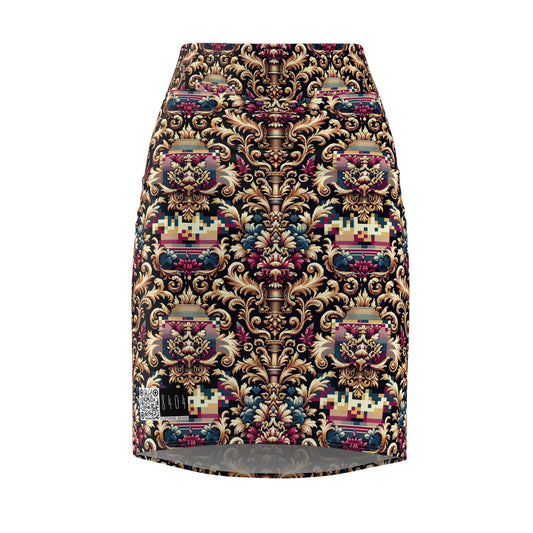Digital Renaissance Modern Baroque Fusion Women's Pencil Skirt - 8404 Design-53