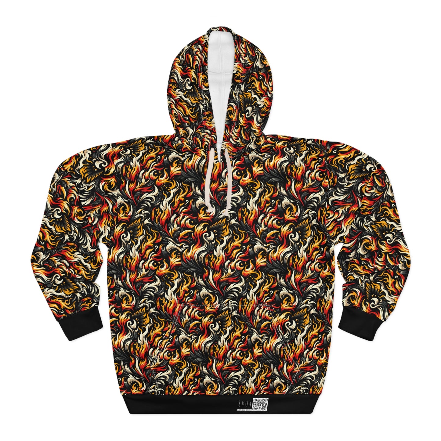 Fire & Flames Bold Streetwear Statement Pullover Hoodie - 8404 Design-55