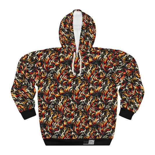 Fire & Flames Bold Streetwear Statement Pullover Hoodie - 8404 Design-55
