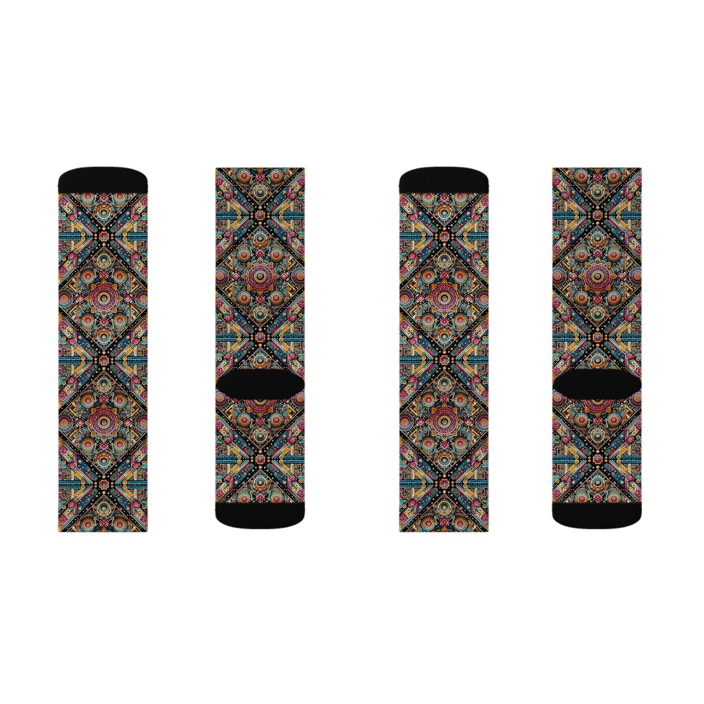 Cultural Fusion Tech Blend of Cultural Heritage With Tech-Inspired Elements Sublimation Socks - 8404 Design-58