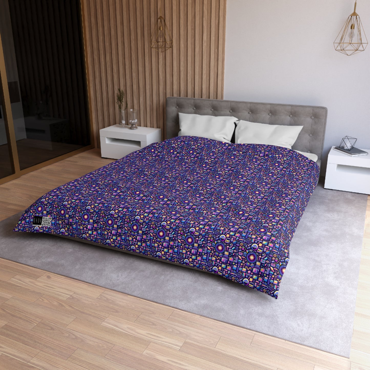 Digital Nostalgia Modern Retro Fusion Microfiber Duvet Cover - 8404 Design-64