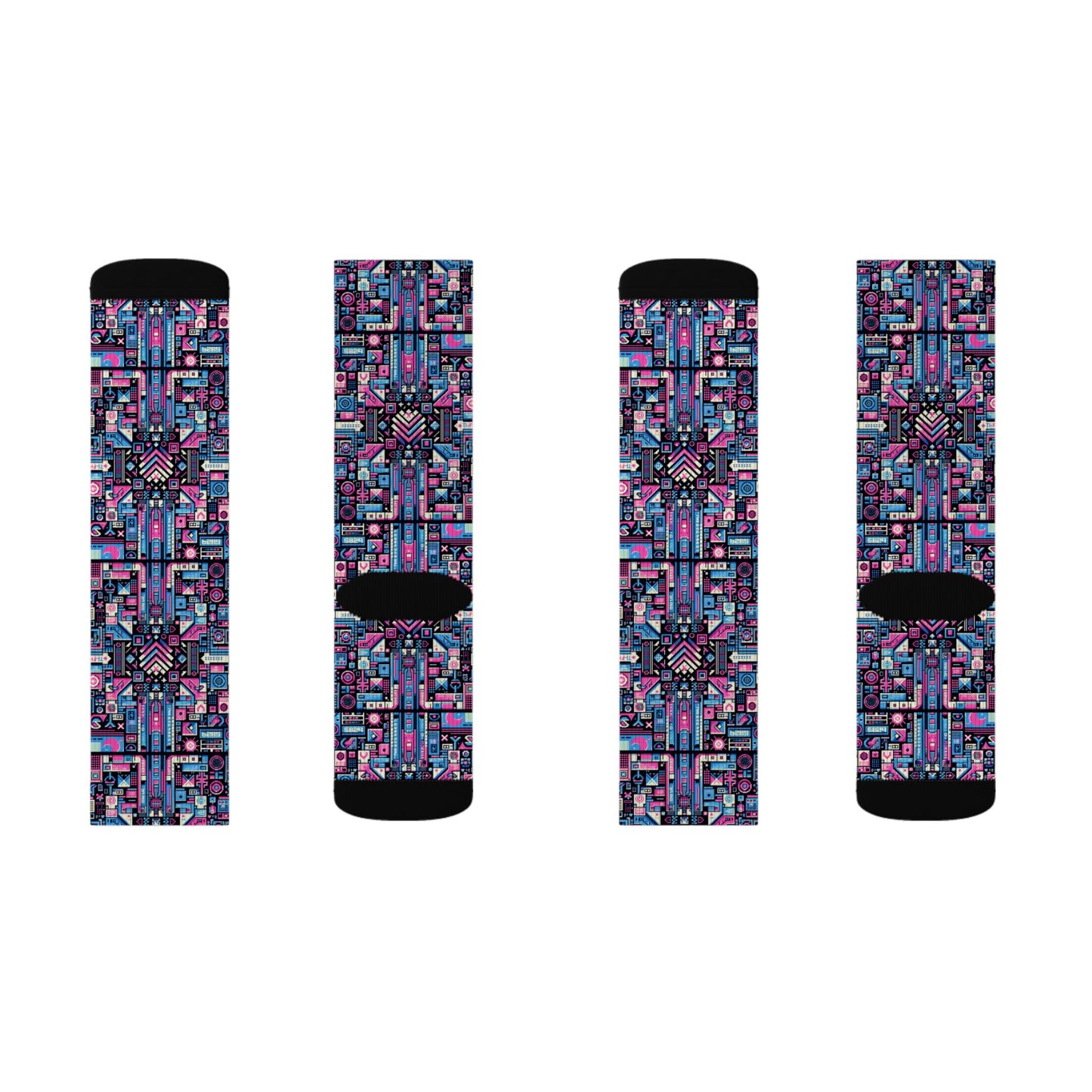 Digital Rebellion Youthful Streetwear with a Rebellious Digital Twist Sublimation Socks - 8404 Design-65